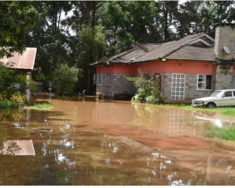 Some of the submerged houses at Elgon-View Estate in Eldoret City