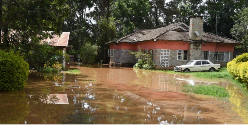 Some of the submerged houses at Elgon-View Estate in Eldoret City