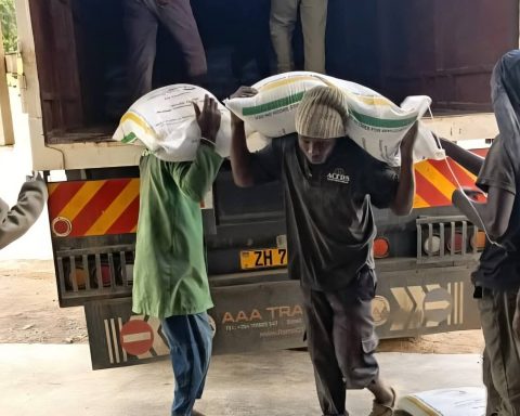 NCPB depot Fertiliser offloading