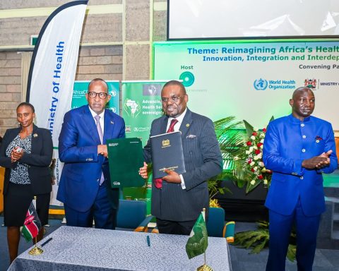 Kenya's Health CS Aden Duale with Africa CDC Director-General Jean Kaseya