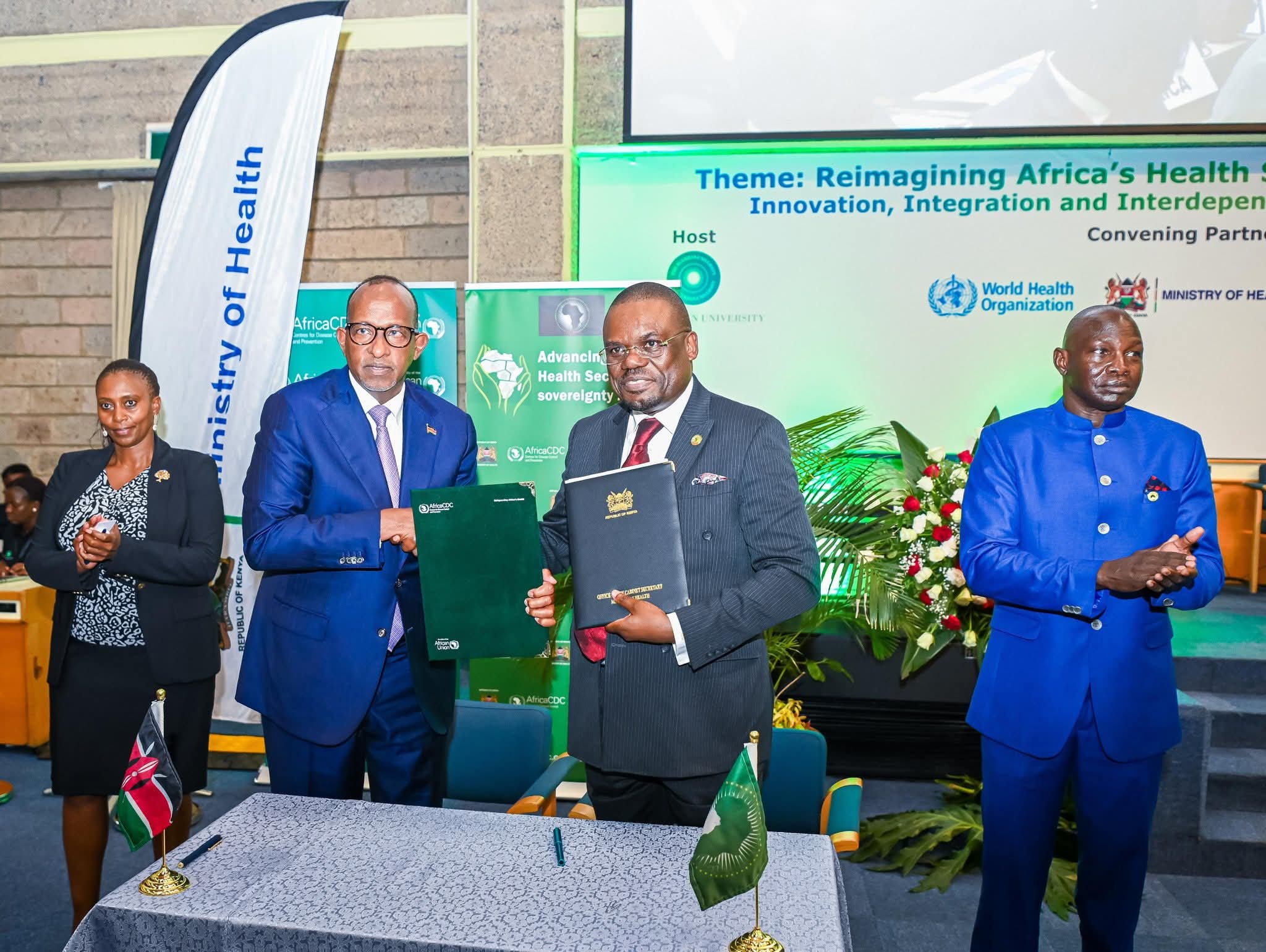 Kenya's Health CS Aden Duale with Africa CDC Director-General Jean Kaseya