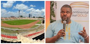 Collage of Nyayo Stadium and reaseacher Ngongang Wandji Danube