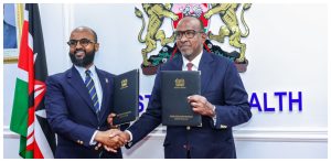 Health CS Aden Duale with Kenya Red Cross Secretary General Ahmed Idris.