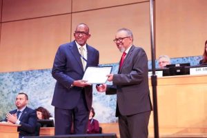 Kenya's Health CS Aden Duale with WHO Director-General Tedros in Geneva