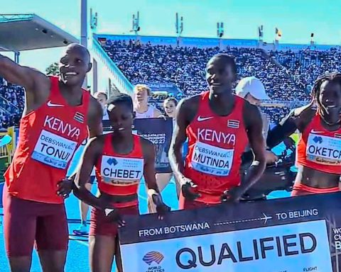 Kenya's 4×400m mixed relay team after securing a spot at the 2027 World Championships. Photo: NOCK-