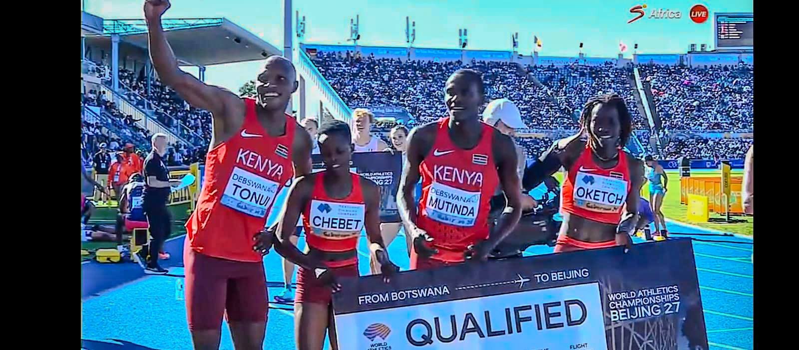 Kenya's 4×400m mixed relay team after securing a spot at the 2027 World Championships. Photo: NOCK-
