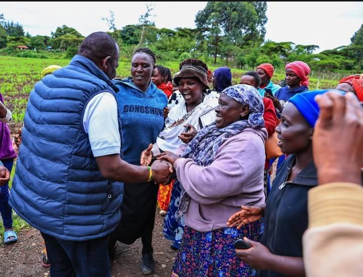 Governor Jonathan Bii Chelilim interacts with women in Ainabkoi Sub-County