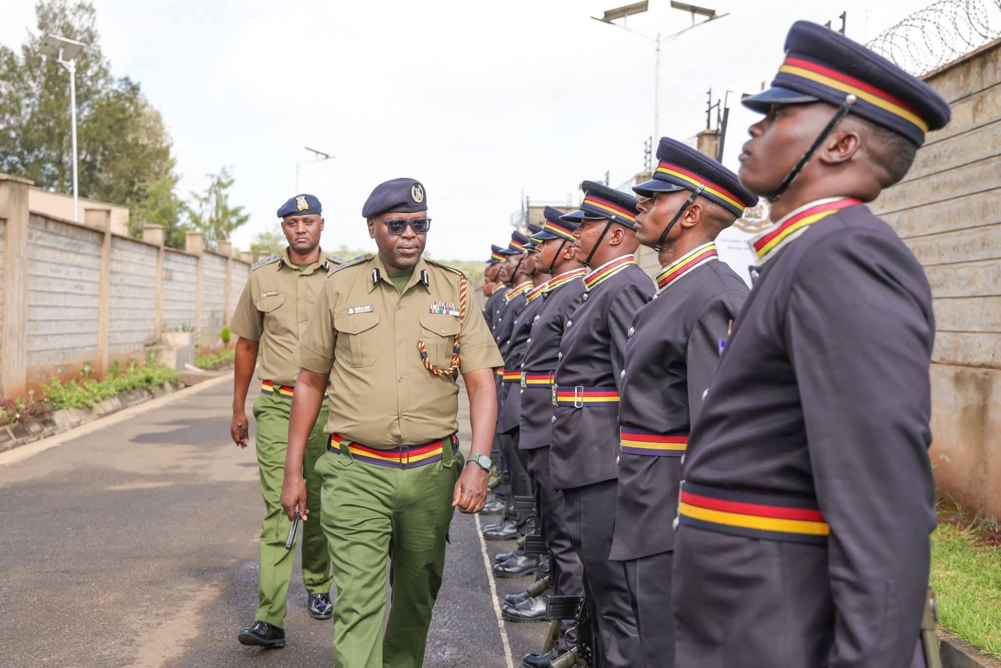 Kenya's Deputy Inspector General of Police Eliud Lagat inspects a guard of honour.