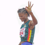 Lilian Odira gestures after winning national title for a third time in a row