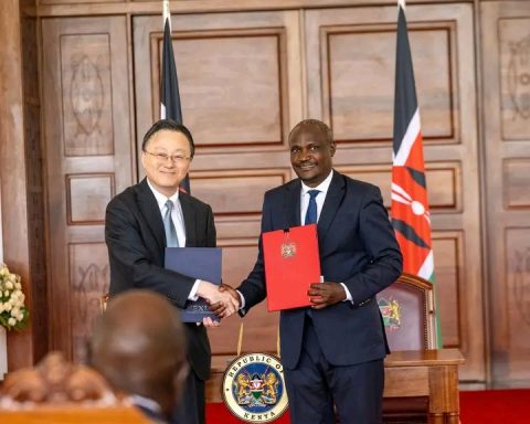 Japan's NEXI official with Kenya's Treasury CS CPA John Mbadi.