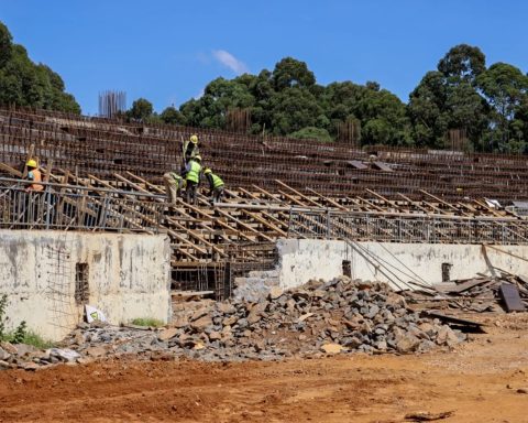Ongoing construction works at Kipchoge Keino Stadium.