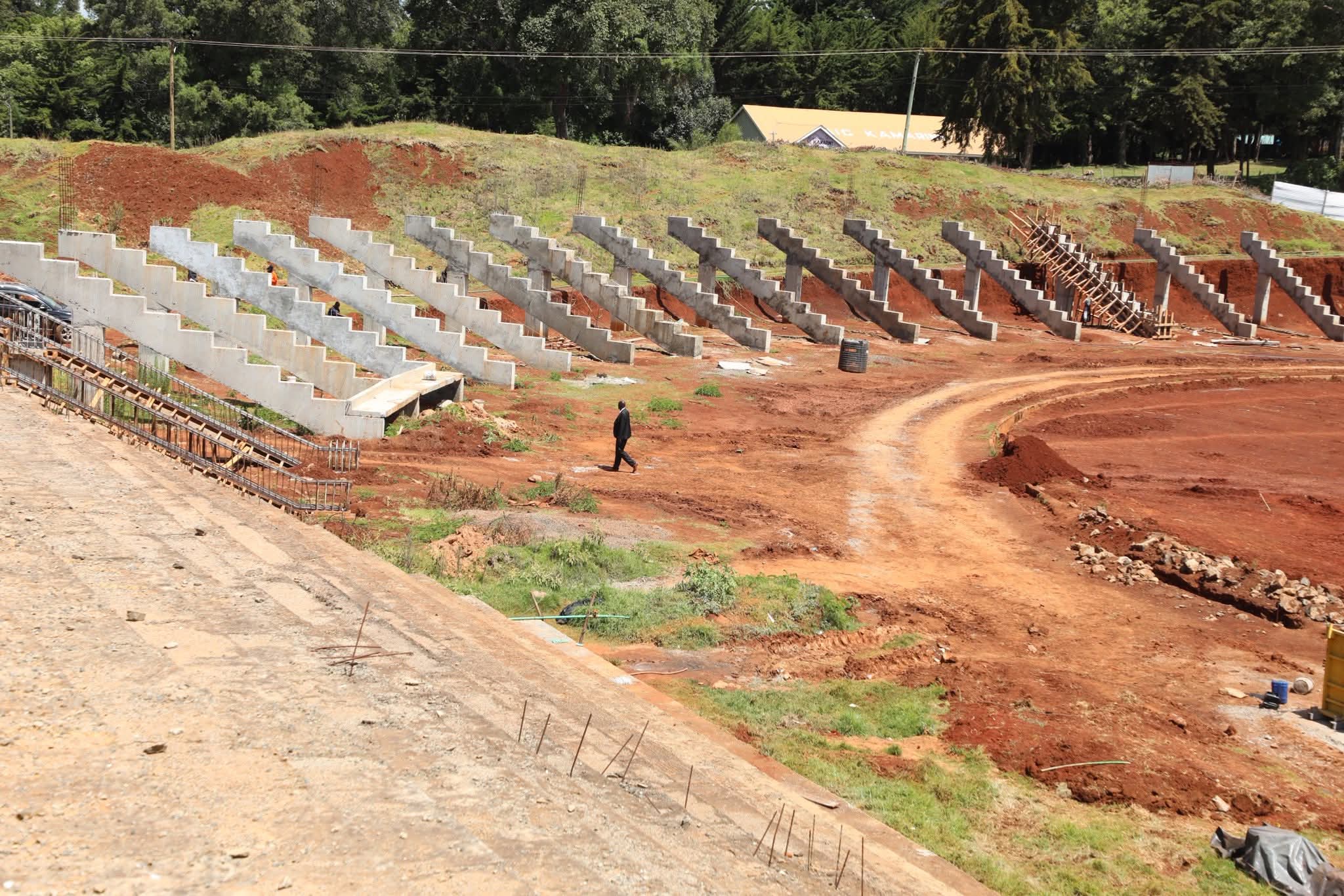 Part of the Kamariny stadium which is under construction 