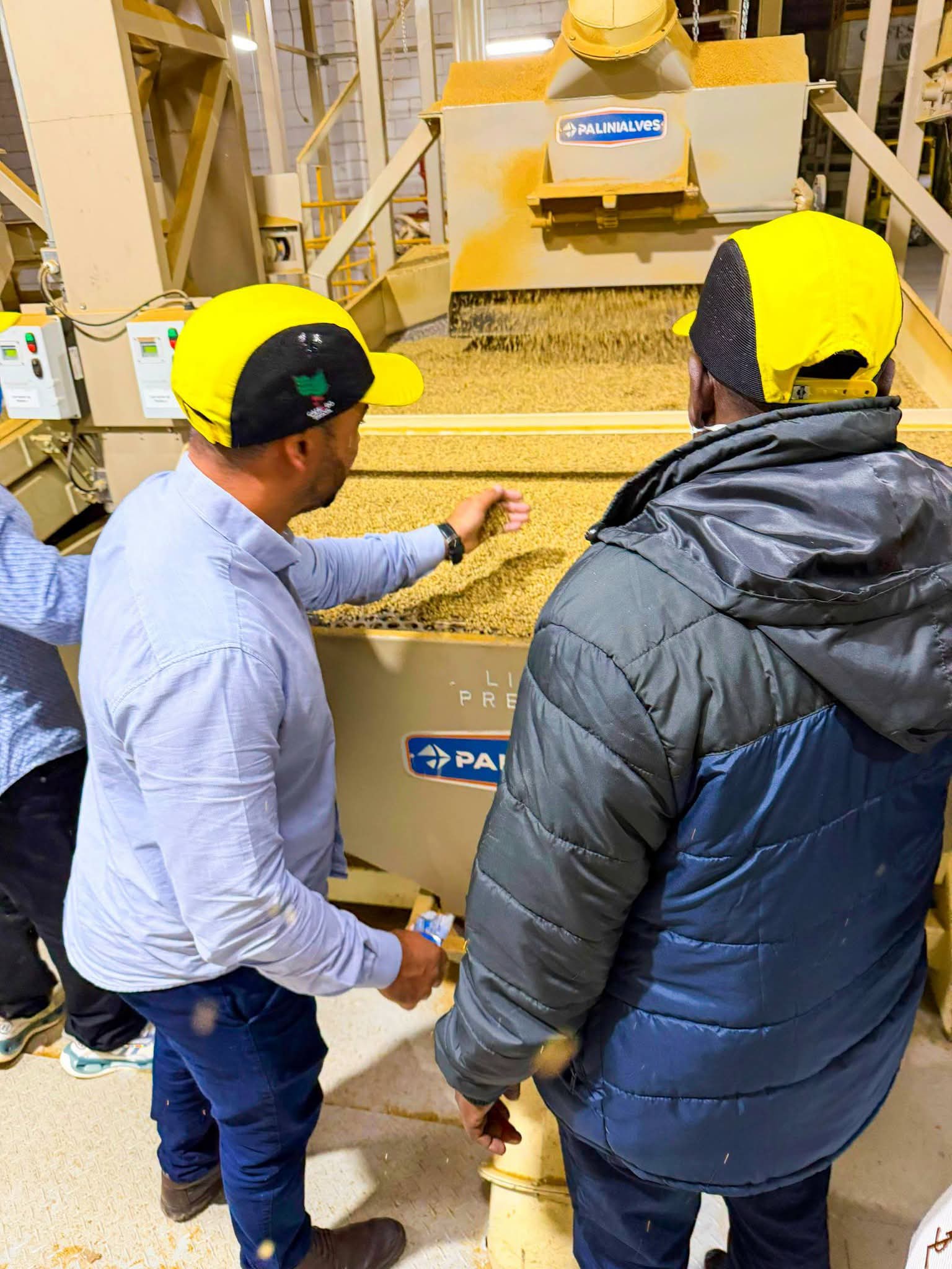 Governor Bii visiting coffee milling plant in Brazil