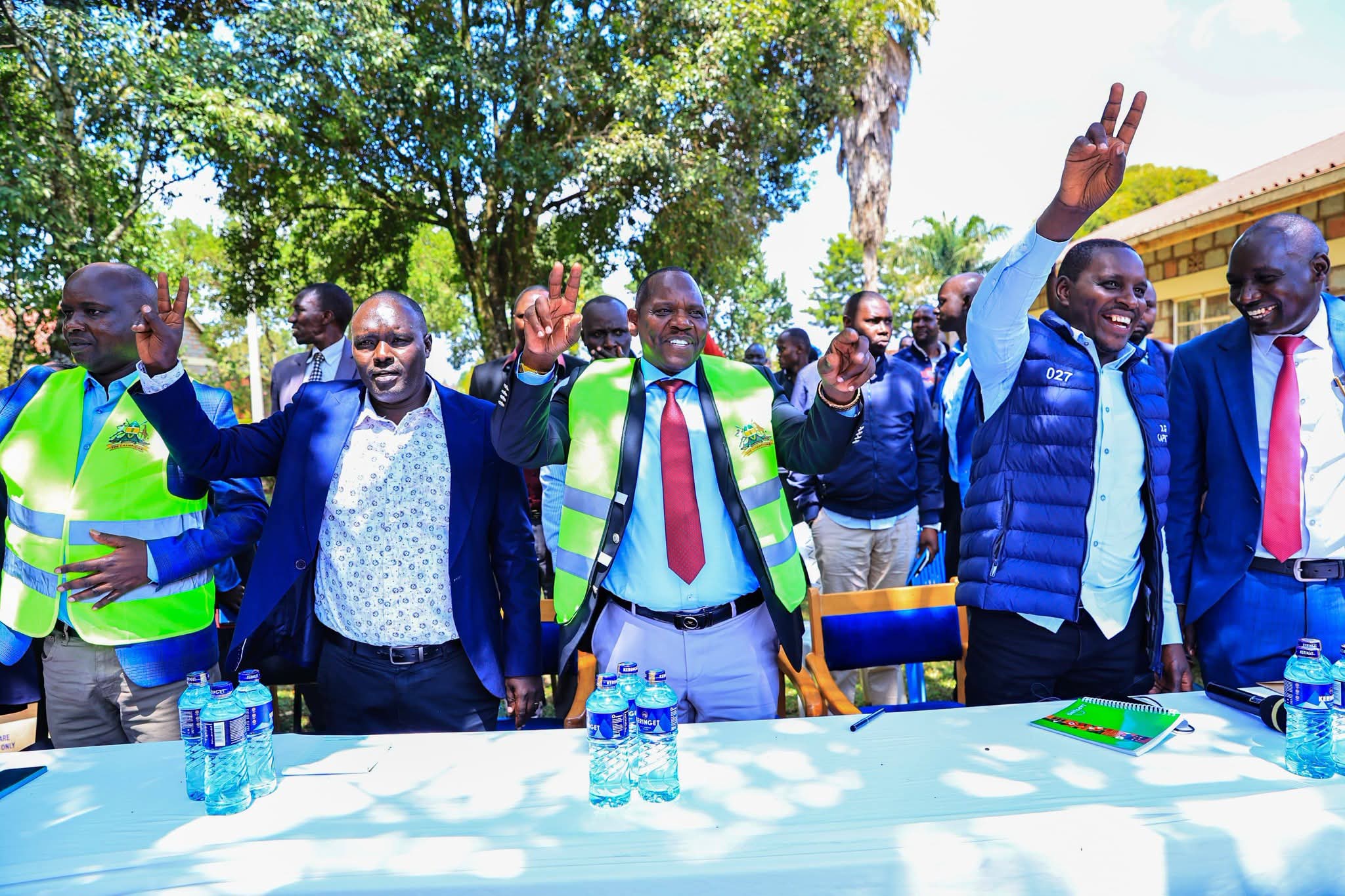 Governor Jonathan Bii with bodaboda and county officials 