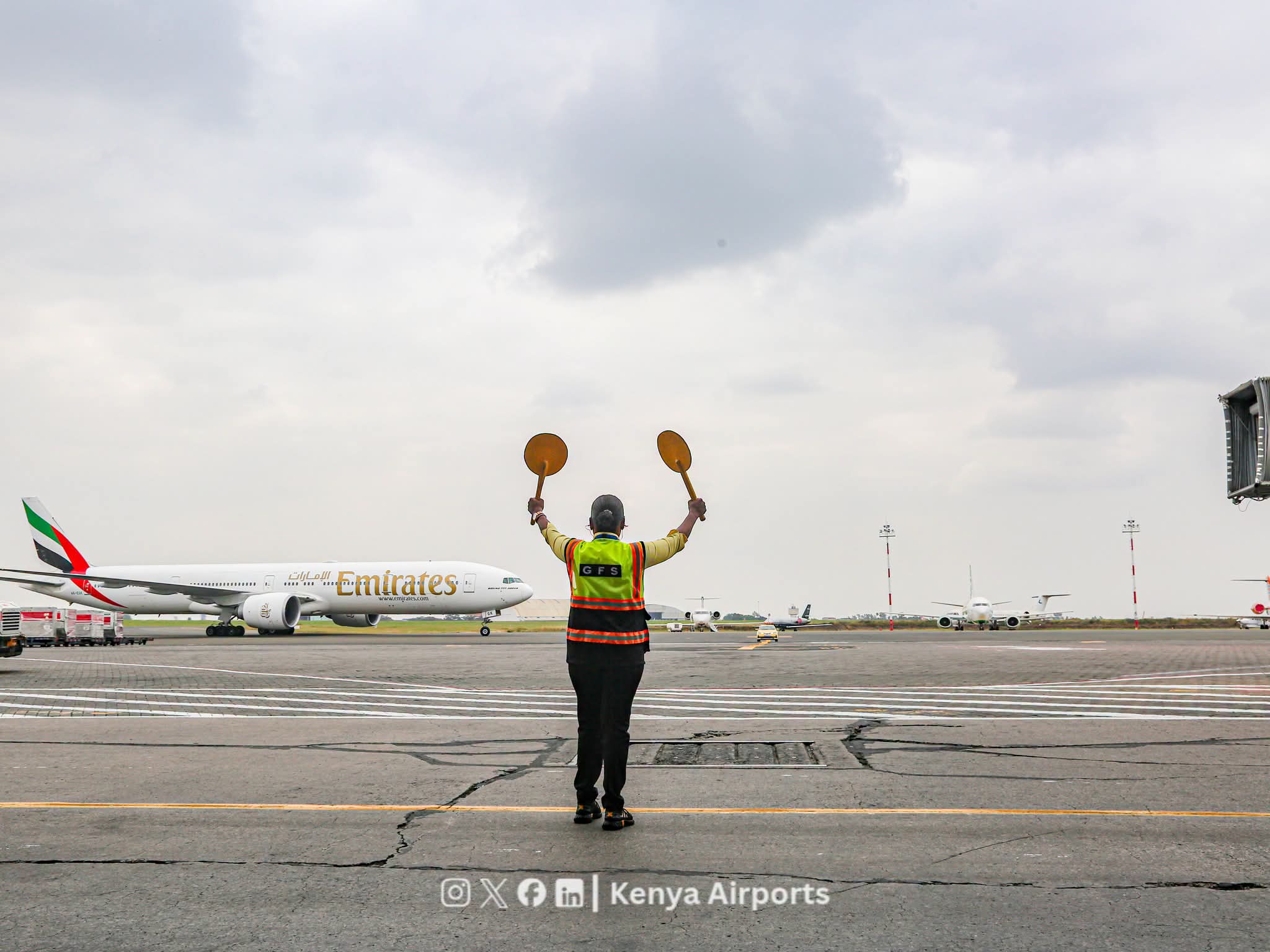 Emirates plane at JKIA