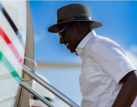 President William Ruto boarding a plane
