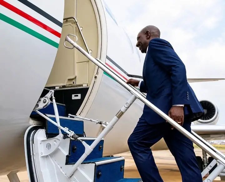 Kenyan President William Ruto boarding a plane