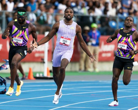 Noah Lyles wins the 100m at the 2026 US Championships (© Getty Images)