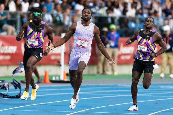 Noah Lyles wins the 100m at the 2026 US Championships (© Getty Images)