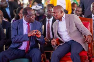Deputy President Kithure Kindiki wih Cooperatives CS Wyclffe Oparanya