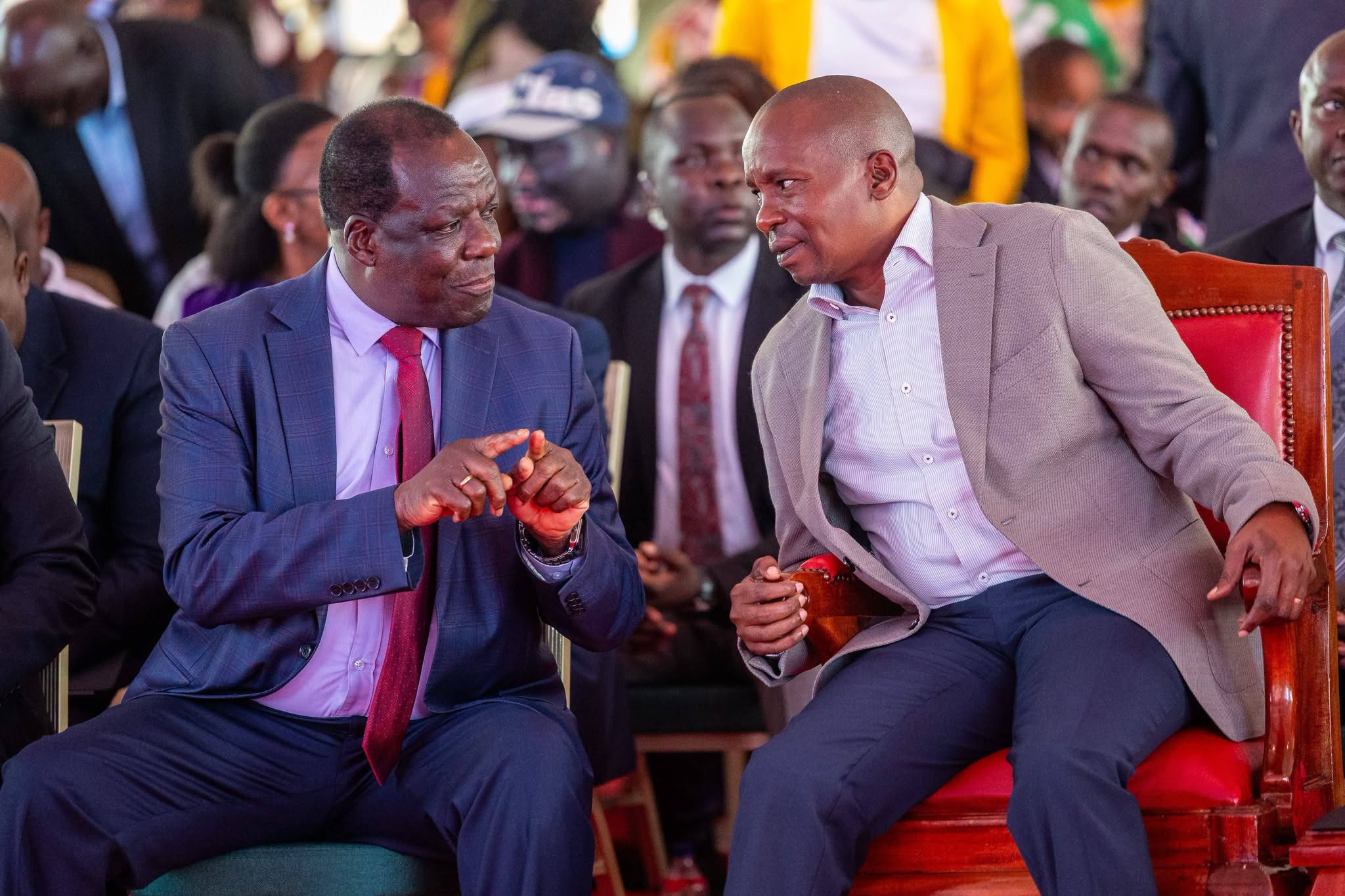 Deputy President Kithure Kindiki wih Cooperatives CS Wyclffe Oparanya