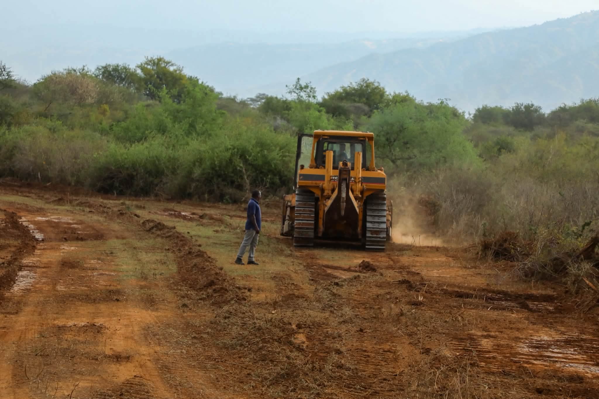 grading and murraming of roads in Rimoi National Reserve