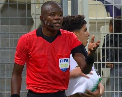 Kenyan referee Yiembe Stephen Eleazar Onyango in action