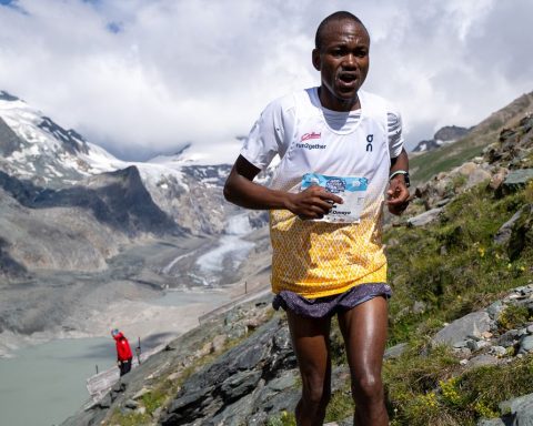 Richard Omaya Atuya on his way to Grossglockner Mountain Run victory