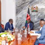 Ruto receiving brief on the progress the Financial Inclusion Fund, popularly known as the Hustler Fund.