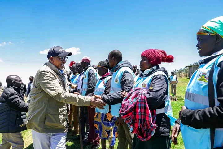 Health CS Aden Duale greeting community health promoters during his tour of West Pokot County 