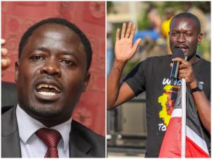 Homa Bay Town MP Peter Kaluma and Edwin Sifuna (right)
