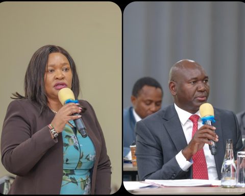 Collage of Tourism CS Rebecca Miano and PS Julius Bitok.