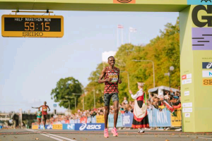 Daniel Ebenyo at the World Athletics Road Running Championships in Riga)