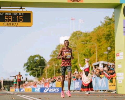Daniel Ebenyo at the World Athletics Road Running Championships in Riga)