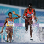 Faith Cherotich on her way to winning the Commonwealth title