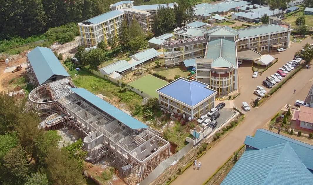 Aerial view of Eldoret’s Children’s Cancer and Burns Hospitals under construction adjacent to the Shoe4Africa Children's Hospital within the MTRH compound.