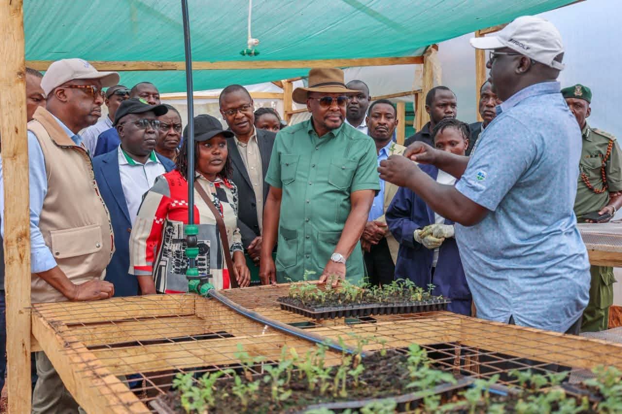 Kenya's Agriculture CS Mutahi Kagwe during a visit to farms using modern technologies