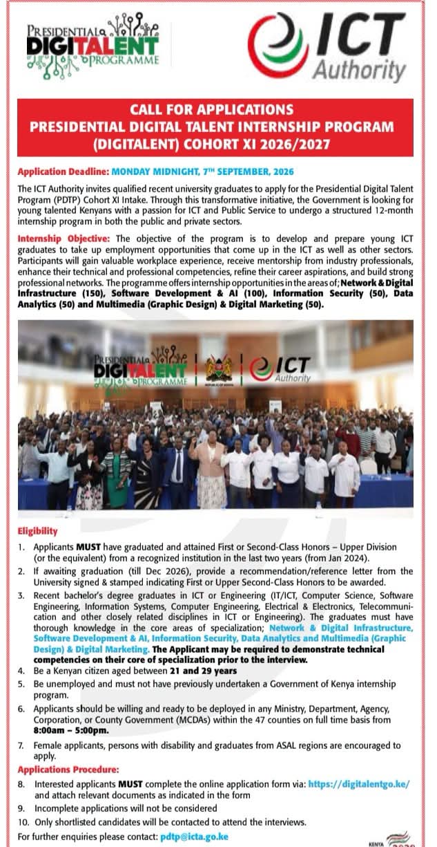 ICT Authority Opens Applications for 350 Digital Talent Interns for 2026/2027 Cohort