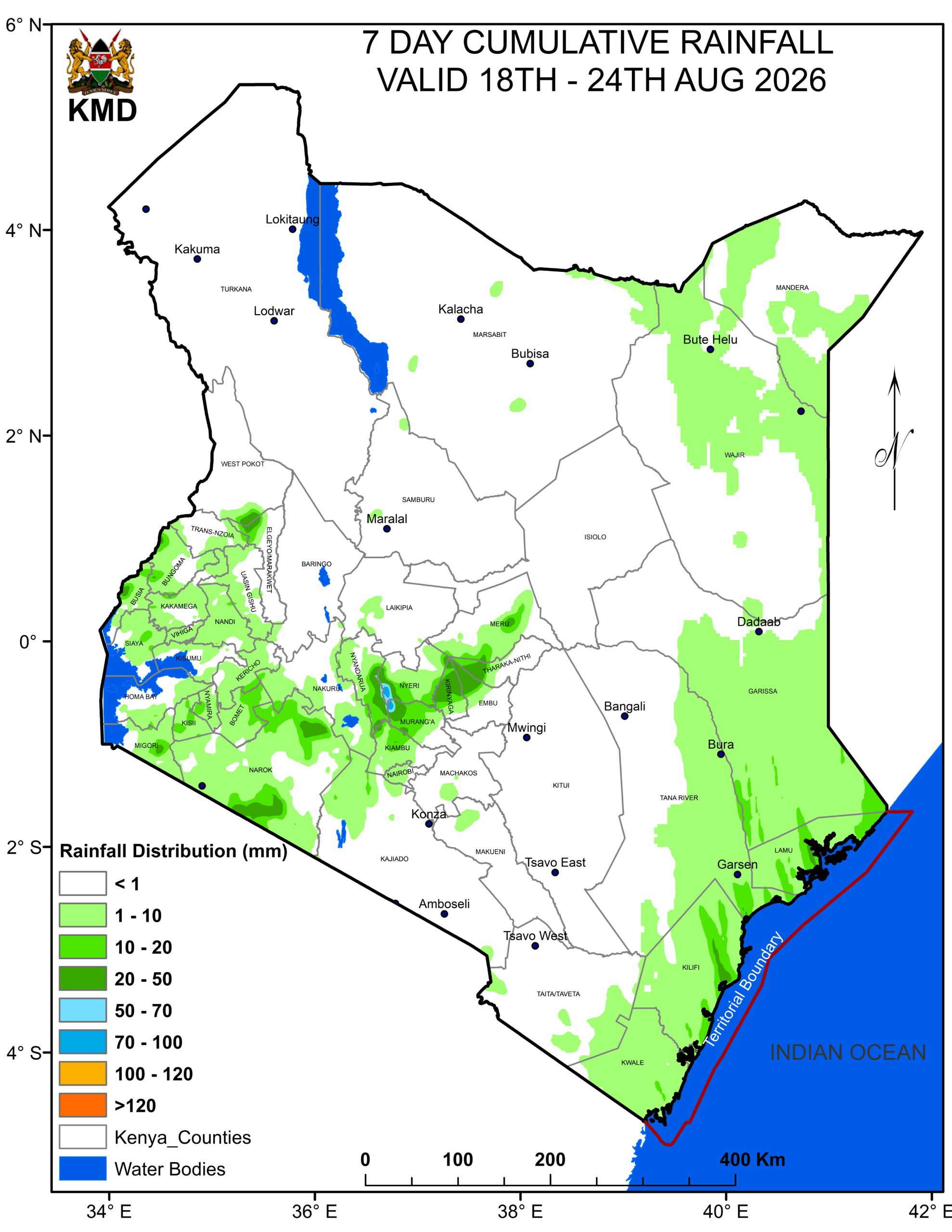 Kenya Weather Forecast for 18th to 24th August 2026