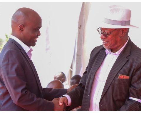 Former MTRH and KNH chief executve Dr John Kibosia with Elgeyo Marakwet Governor Wisely Rotich.