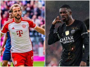 Collage of England Striker Harry Kane (left) and Ousmane Dembele.