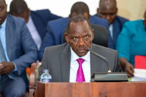 Uasin Gishu Governor Jonathan Bii Chelilim when he appeared before the Senate Standing Committee on Devolution and Intergovernmental Relations