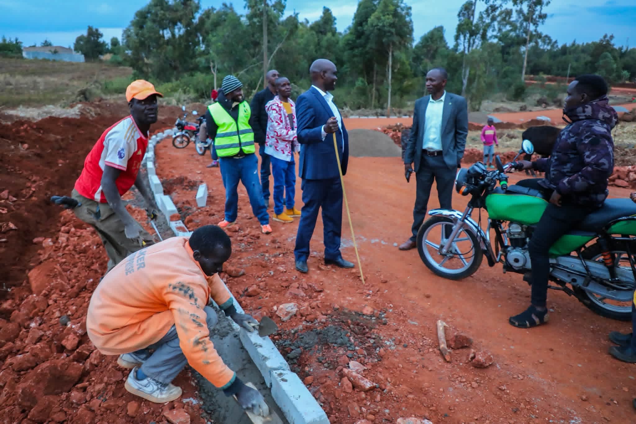 Governor Rotich inspecting a road which is being improved in Iten Town 