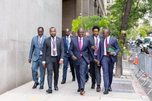 Ruto with CS Hassan Joho, Senator Ole Kina in New York, US