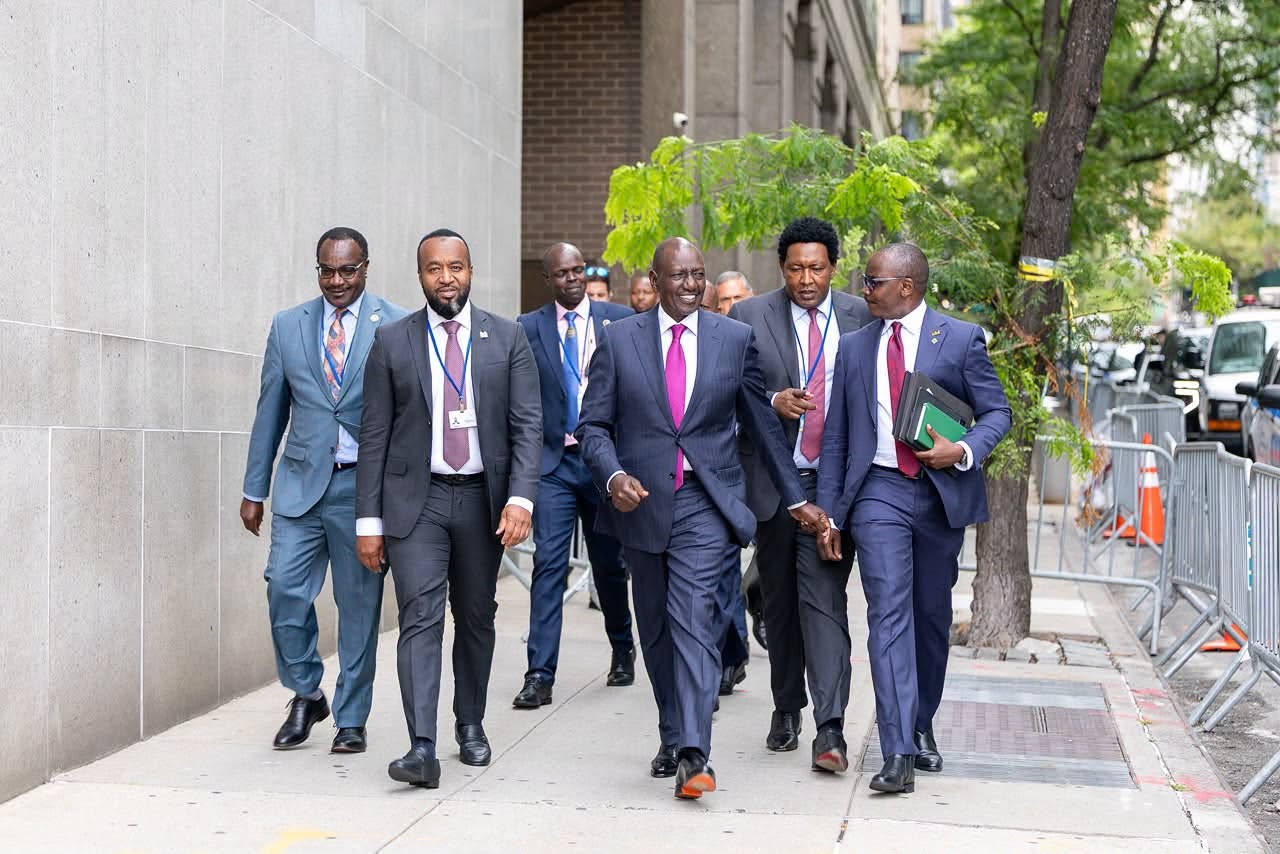 Ruto with CS Hassan Joho, Senator Ole Kina in New York, US