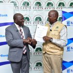 Family Group Foundation Executive Director John Waimiri (left) with Kenya Forest Service Chief Conservator of Forests Alex Lemarkoko (right).