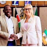 Uasin Gishu Govenror Jonathan Bii (left) with Anna Bańkowska, Deputy Marshal of the Westpomeranian Region of Poland.