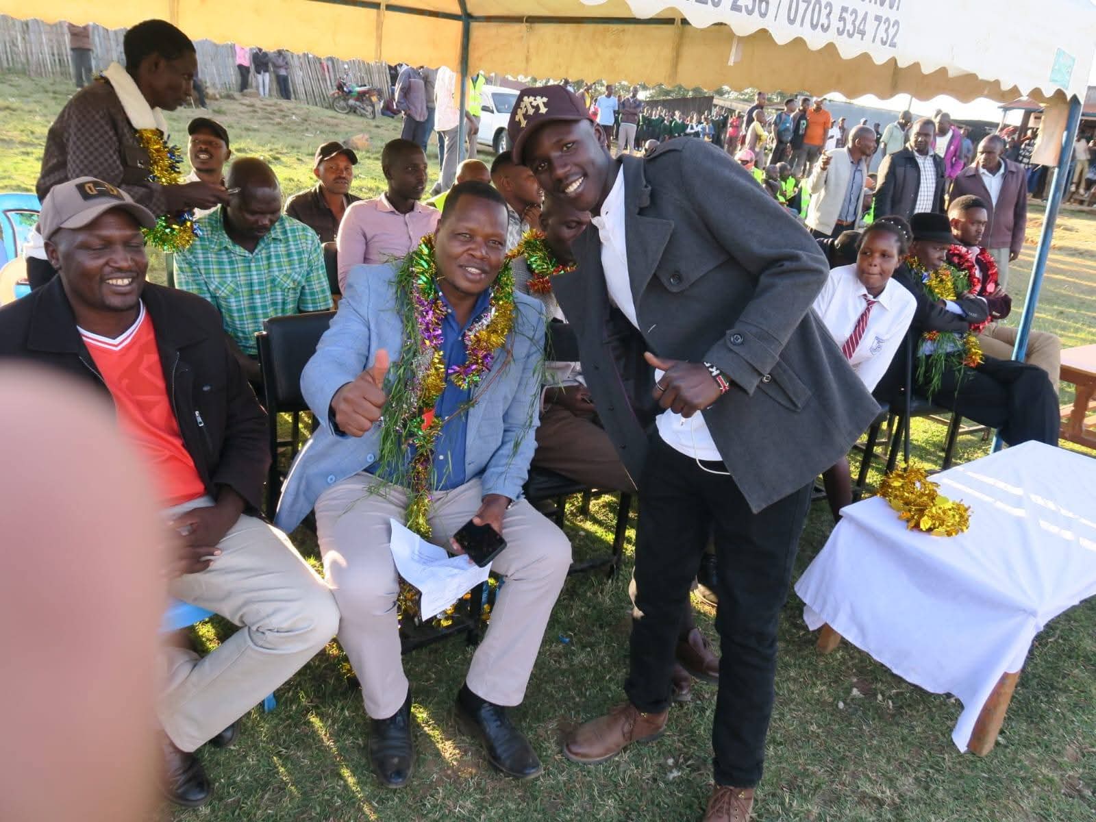 Willy Kenei interacts with locals in Kesses Sub-County