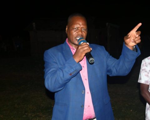 Willy Kenei addressing locals