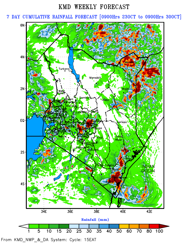 Kenya Met Lists 45 Counties Set to Receive Heavy Rains, Strong Winds From Friday